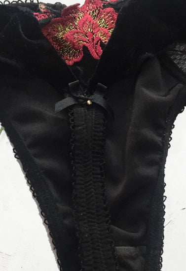 Sexy Floral Lace High Waisted Velvet Thong, NikkiandNaomi