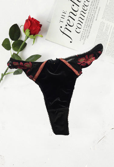 Sexy Floral Lace High Waisted Velvet Thong, NikkiandNaomi
