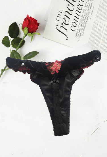 Sexy Floral Lace High Waisted Velvet Thong, NikkiandNaomi