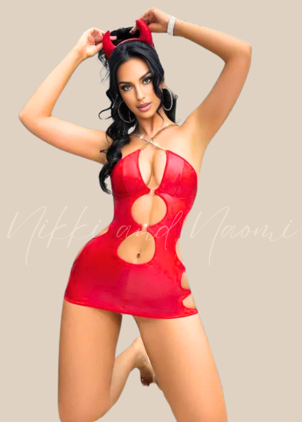 Red 2-piece fantasy lingerie set