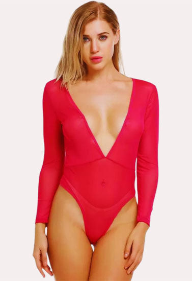 Sheer and Opaque Bodysuit for Women, NikkiandNaomi