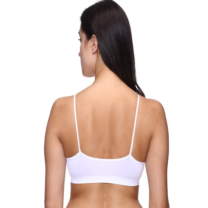Smart White Thin Straps Sports Bra, NikkiandNaomi