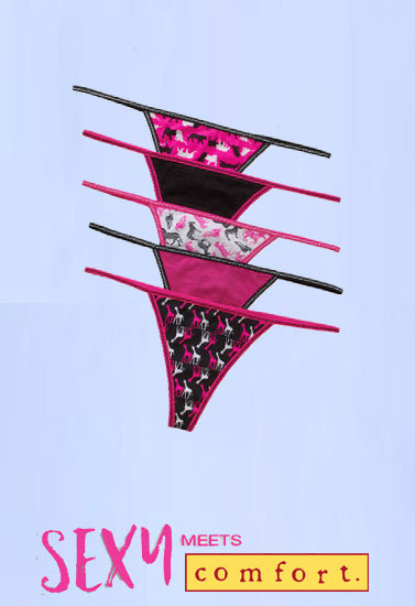 Comfort Fit Pure Cotton Thong Pack of 5, NikkiandNaomi