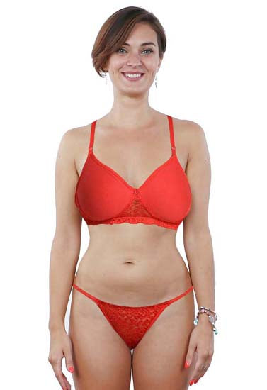Sexy Red Padded Bra Thong Set, NikkiandNaomi