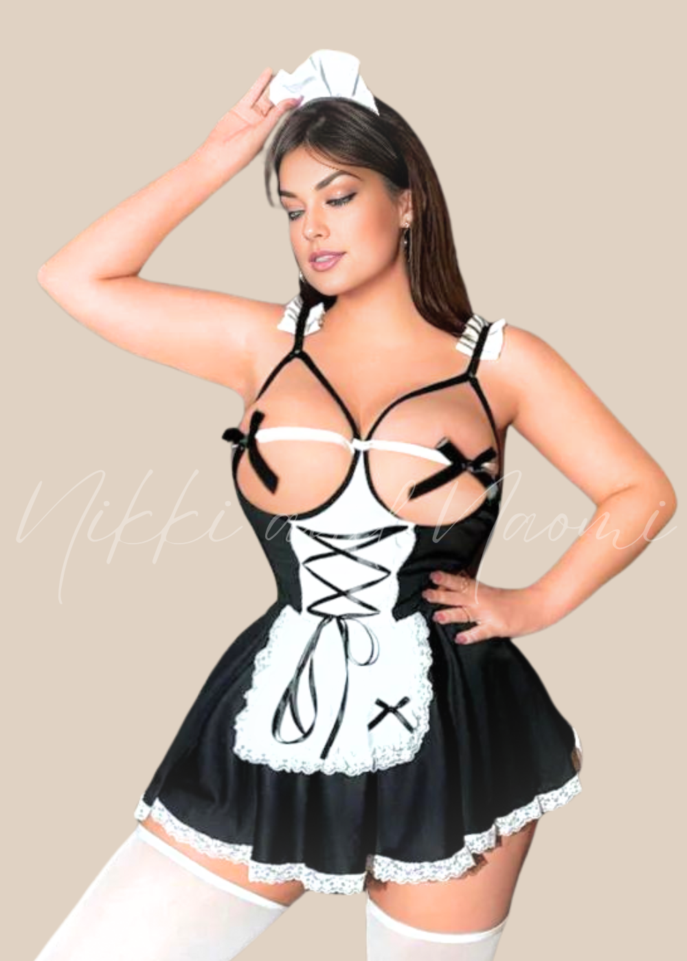 Spaghetti strap maid roleplay dress for women