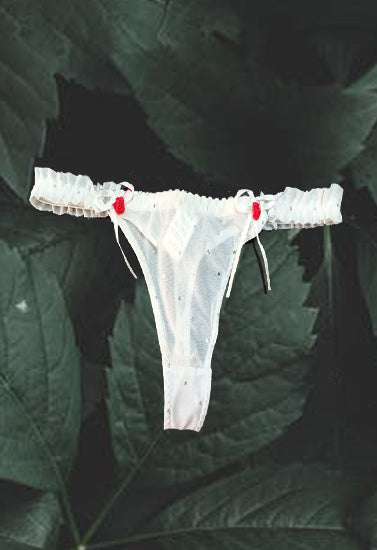 Bridal White Lace G-String, NikkiandNaomi