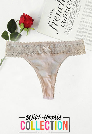 Sweetest Thing Lace V-Front Baby Pink Thong, NikkiandNaomi