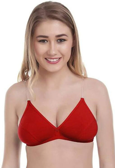 Clear Straps Red Hosiery Bras (Pack of 2), NikkiandNaomi