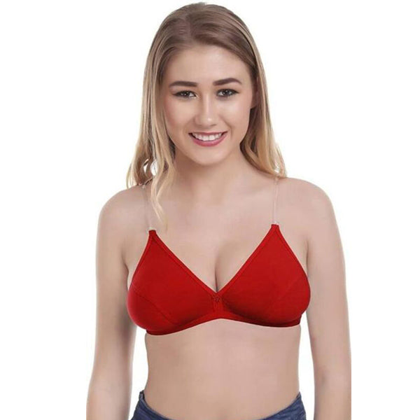 Clear Straps Red Hosiery Bras (Pack of 2), NikkiandNaomi