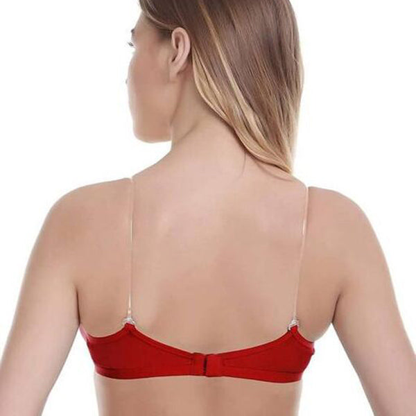 Clear Straps Red Hosiery Bras (Pack of 2), NikkiandNaomi