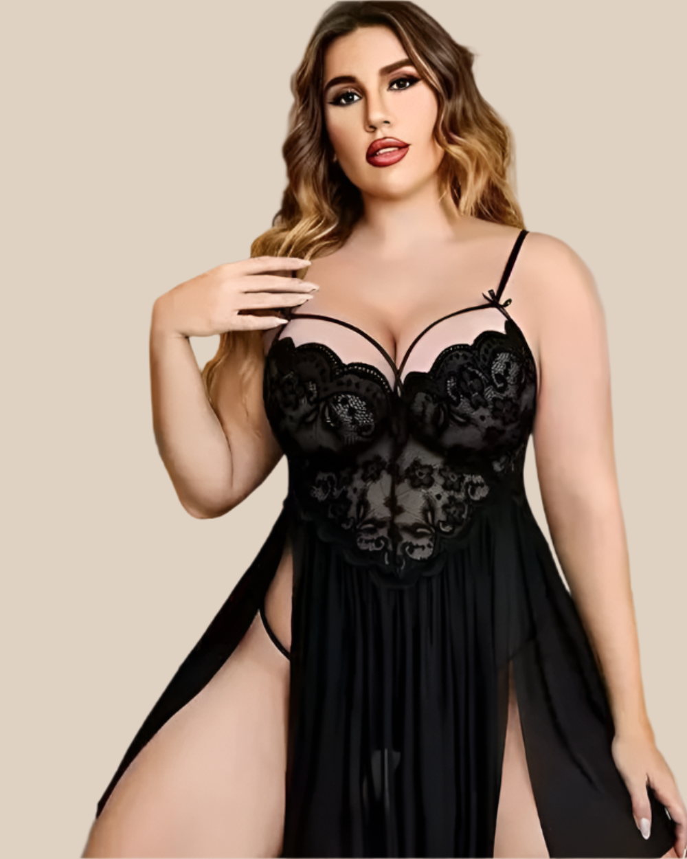 Babydoll Lace and Mesh Nightwear by Naomi