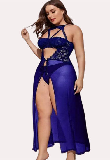 Azure Bloom Women's Blue Babydoll Set, NikkiandNaomi