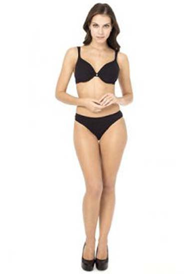 Stylish Seamless Black Push Up Bra Bikini Bottom, NikkiandNaomi