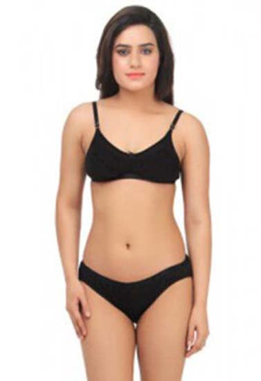 Black Absolute Everyday Bra Panty Set, NikkiandNaomi