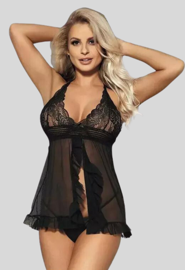 Seductive Lace Babydoll Mini Nightwear Dress, NikkiandNaomi