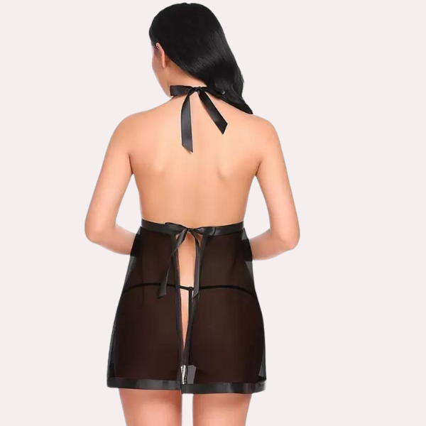 Flirty Sheer and Lace Chemise in Black, NikkiandNaomi