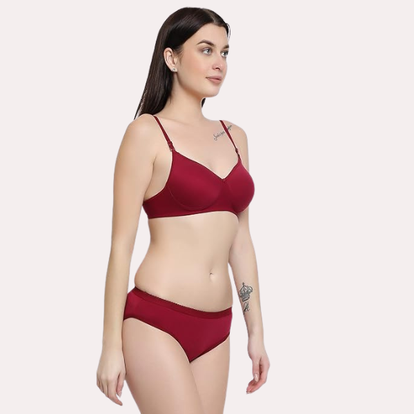 Lightly Padded Bra &amp; Soft Cotton Panty Set, NikkiandNaomi
