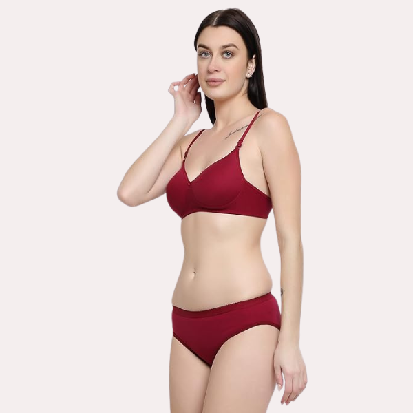 Lightly Padded Bra &amp; Soft Cotton Panty Set, NikkiandNaomi