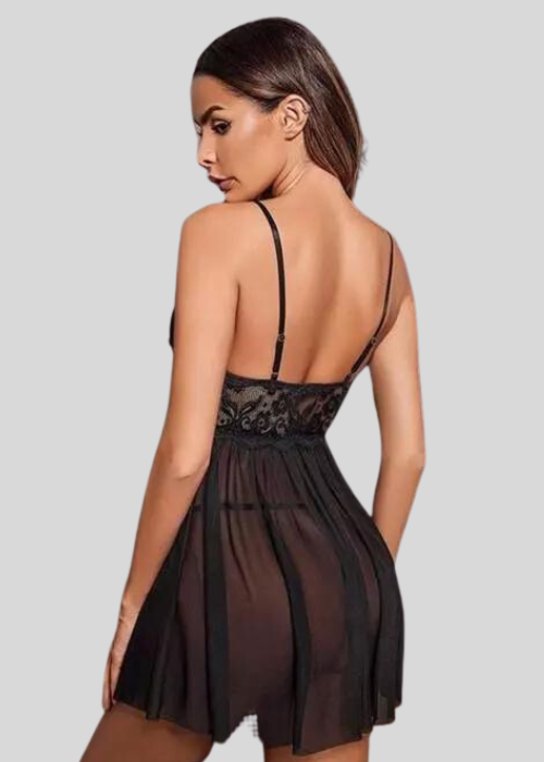 NikkiandNaomi Black Lace Babydoll Nightwear, NikkiandNaomi