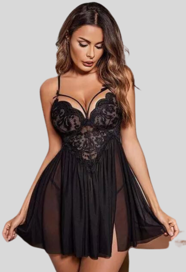 NikkiandNaomi Black Lace Babydoll Nightwear, NikkiandNaomi