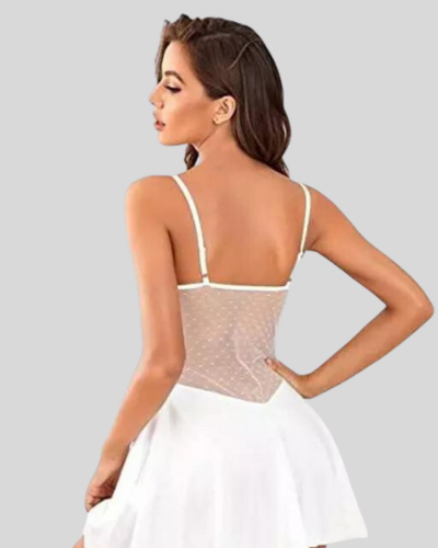 Pure Elegance White Lace Babydoll Nightwear, NikkiandNaomi
