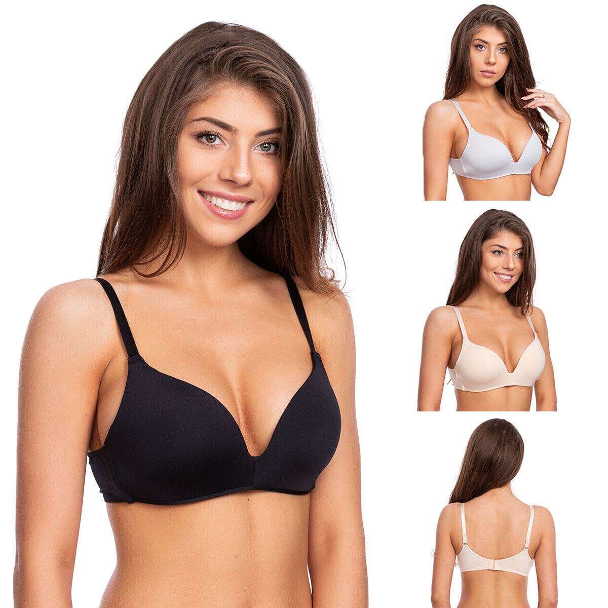 Seamless Padded Underwired Push Up Bra (Pack of 2), NikkiandNaomi