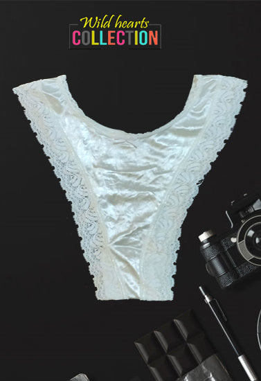 Very Sexy High-Cut Scalloped Lace White Brief, NikkiandNaomi