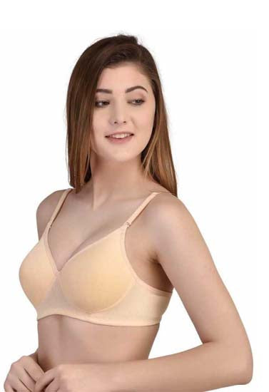 Women Beige Full Coverage Lightly Padded Bra, NikkiandNaomi