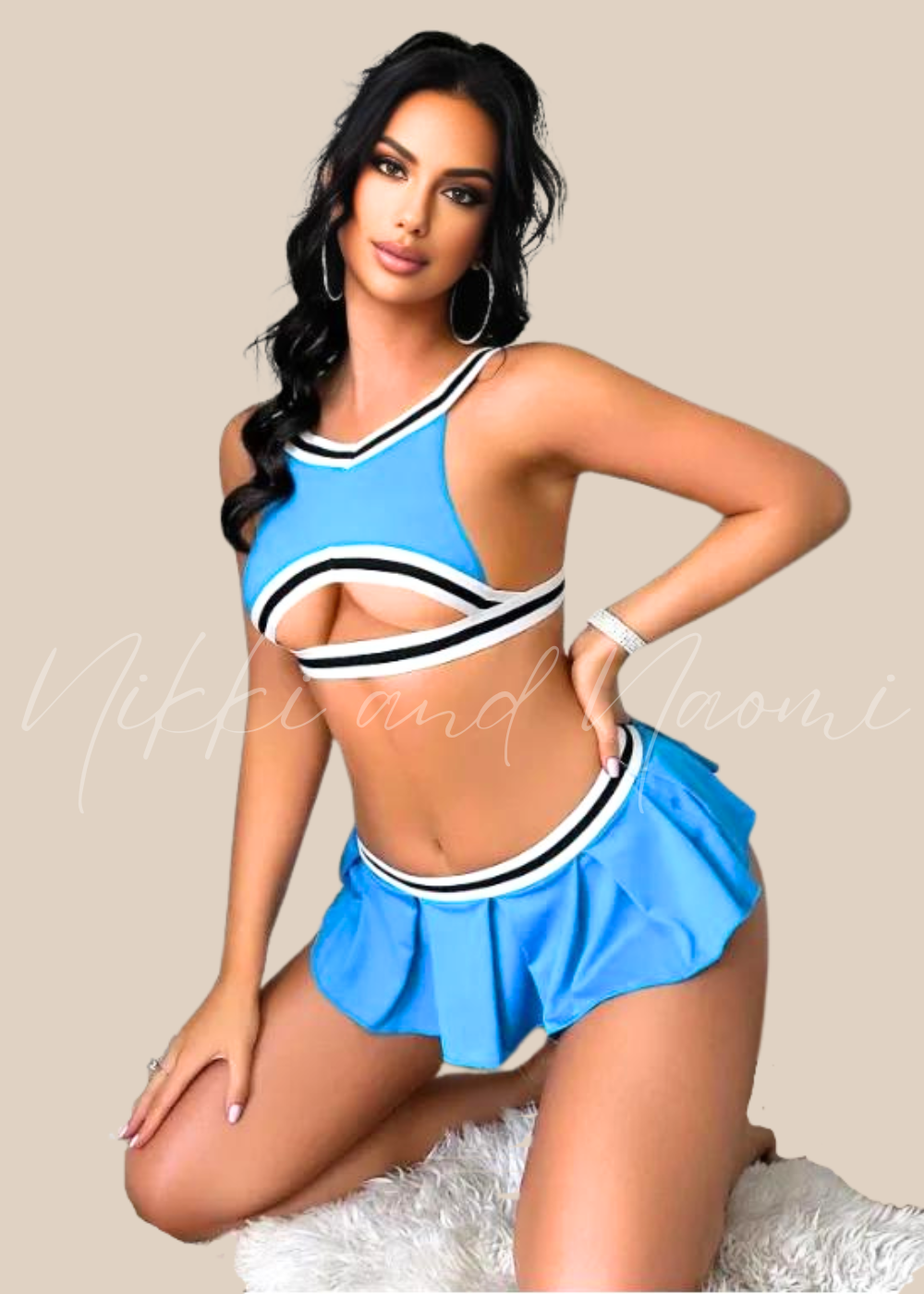 Sexy cheerleader lingerie set blue