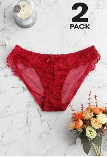 Women's Ultra Sexy Lace Brief Panties (Pack of 2), NikkiandNaomi