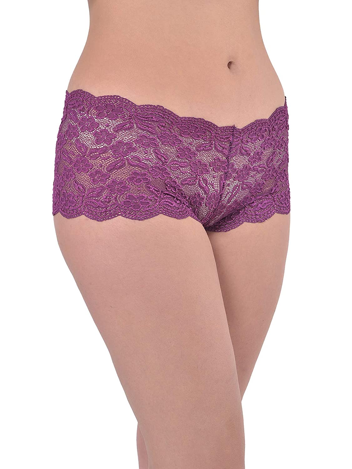 Ladies&#39; Lace Low Waist Multicolor Boyshorts (Pack of 2), NikkiandNaomi