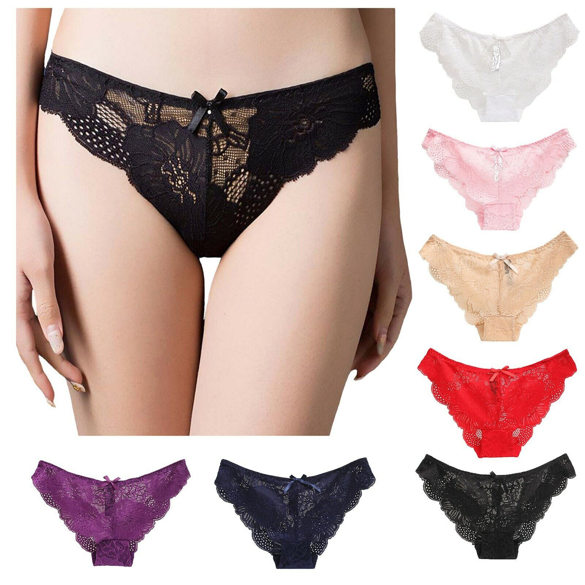Low Waist Hollow Bow Panties (Pack of 3), NikkiandNaomi