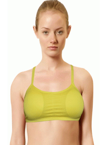 Yellow Strips Racer Back Padded Medium Impact Sports Bra, NikkiandNaomi