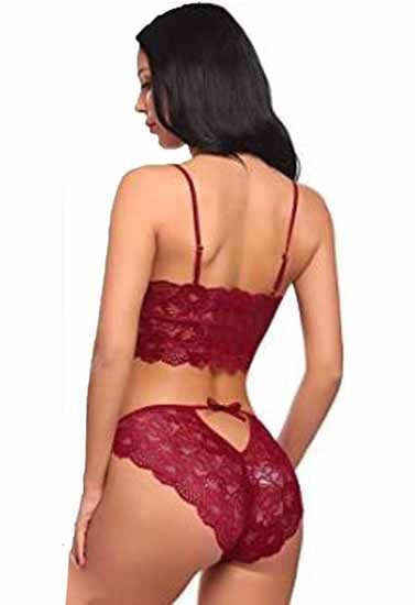Full Lacy Red Sexy Bra Set For Women's, NikkiandNaomi