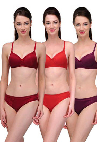 "Elegant" Solid Color Bra Sets (Pack of 3),,NikkiandNaomi
