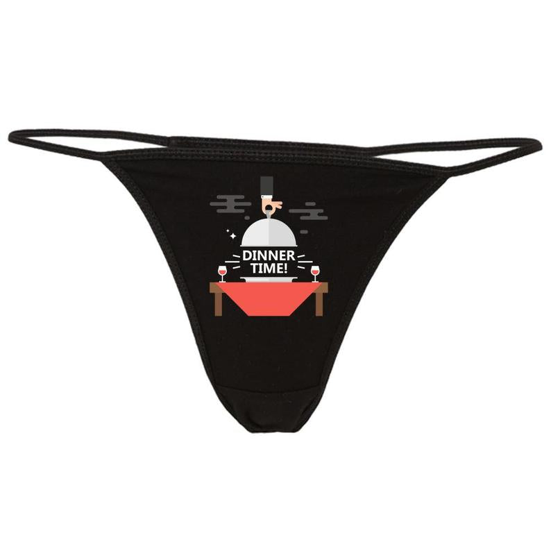 Dinner Time Printed G String Thong, NikkiandNaomi