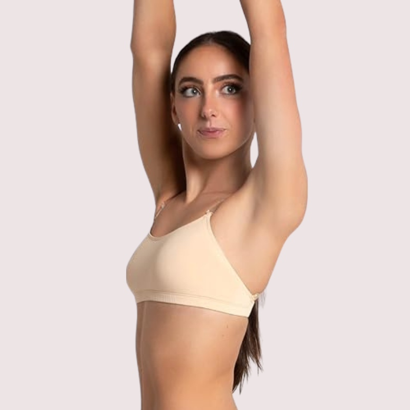 Sexy Tube Bandeau Bra with Transparent Straps in Nude, NikkiandNaomi