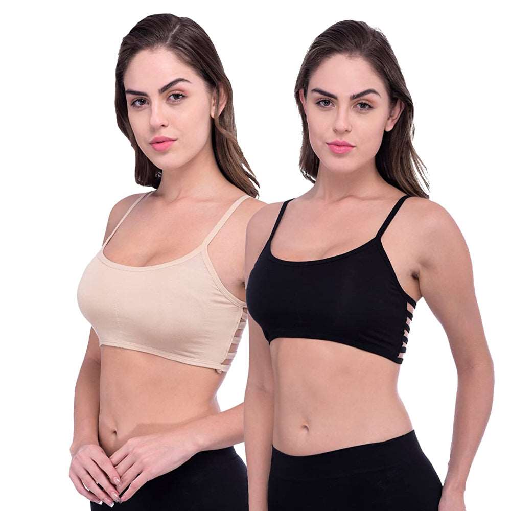 Sexy Back Stripe Bralette Bra (Pack of 2), NikkiandNaomi