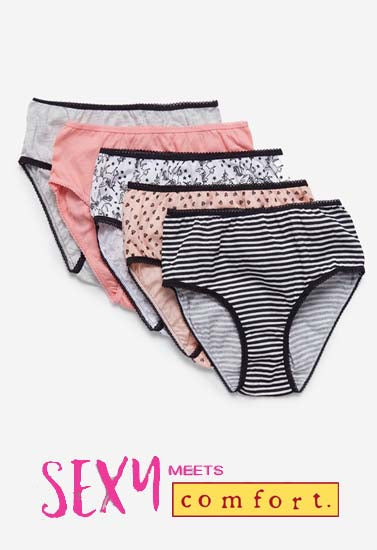 Pure Soft Cotton Stretch Waistband Hipsters(Pack of 5), NikkiandNaomi