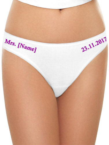 Mrs. New Name Hot Purple Print Cotton Bikini Panty, NikkiandNaomi