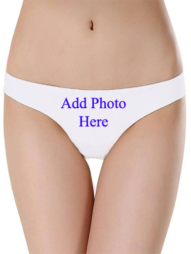 Custom Photo- White Low Waist Cotton Thong Panty, NikkiandNaomi